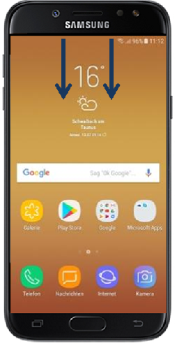 Samsung Galaxy J5, Anzeige der Standorterkennung auf Bildschirm