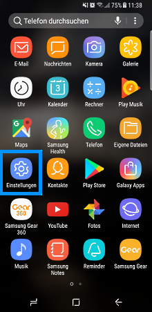 PIN bei Samsung Galaxy Note8 festlegen, Einstellungen