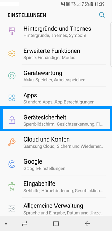 PIN bei Samsung Galaxy Note8 festlegen, Gerätesicherheit