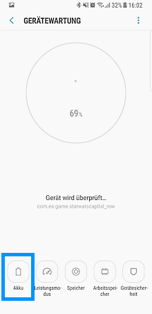 Akkuverbrauch auf Samsung Galaxy regeln, Lademaske
