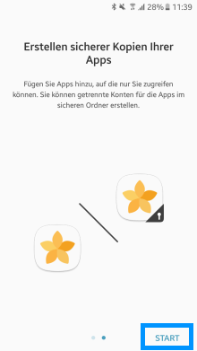 Samsung Galaxy Note 8, Sicherer Ordner, Kopien Apps