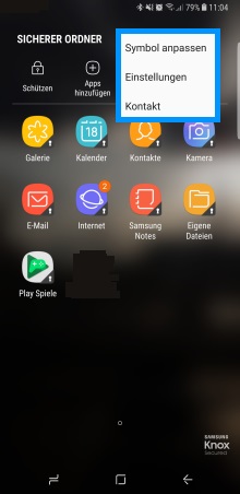 Samsung Galaxy Note 8, Sicherer Ordner, Anpassungen vornehmen