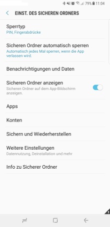 Samsung Galaxy Note 8, Sicherer Ordner, Einstellungen bearbeiten