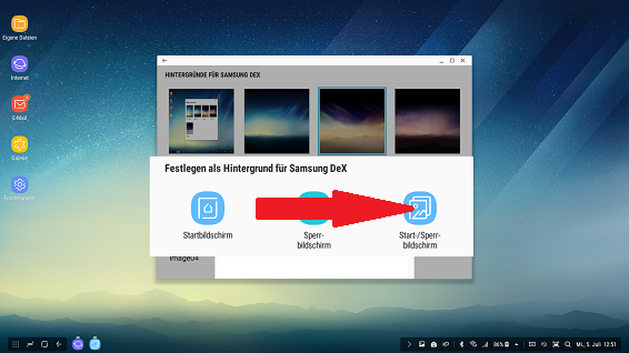 Optionen Startbildschirm Samsung DeX Station, Startbildschirm, Sperrbildschirm