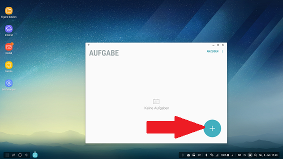 Samsung DEx Station, Symbolleiste einstellen