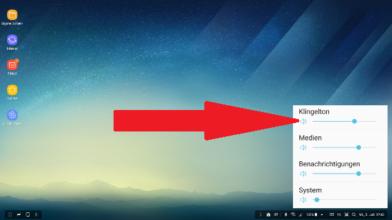 Samsung DEx Station, Symbolleiste einstellen