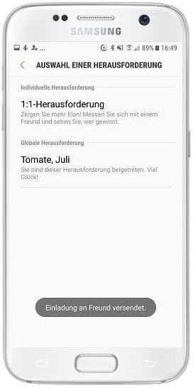 Wie kann ich bei Samsung Health einen Freund zu einer Challenge herausfordern?
