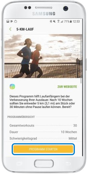 Wie starte ich mit Samsung Health ein komplexes Trainingsprogramm?