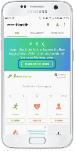 Wie lege ich mit Samsung Health Ziele fest?