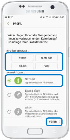 Wie lege ich mit Samsung Health Ziele fest?