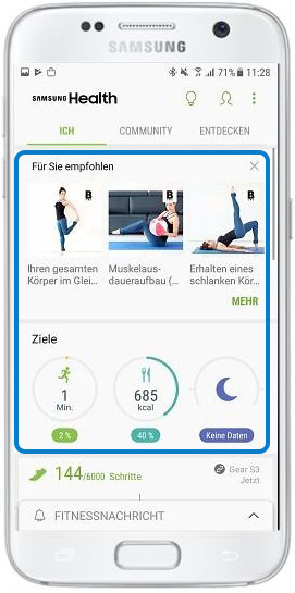 Wie lege ich mit Samsung Health Ziele fest?