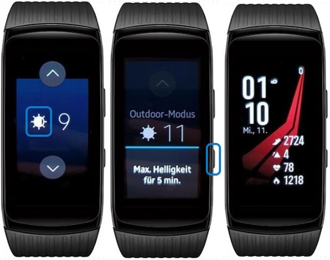 Wie kann ich bei meiner Samsung Gear Fit2 Pro die Display-Helligkeit anpassen?