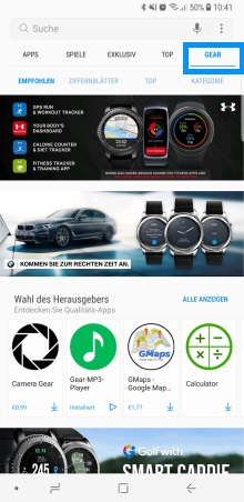 Wie kann ich Apps auf der Samsung Gear Sport installieren?