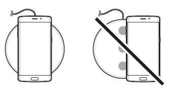 Samsung Galaxy S6 (edge/edge+), Verwendung induktives Ladegerät, Ladekabel verbinden und Smartphone mittig legen