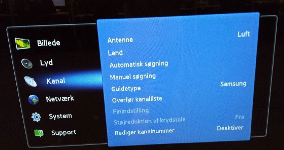 Tryk på Menu knappen og vælg Kanal