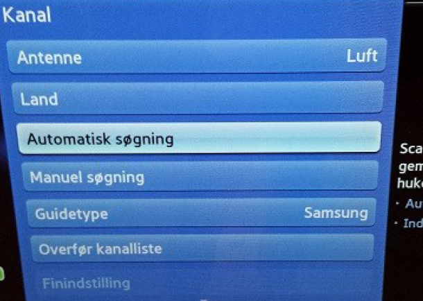 Vælg Automatisk Søgning