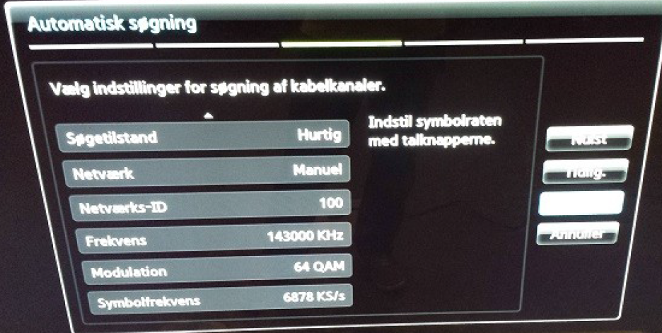 Når alle 4 søgeværdier er indtastet, tryk på → og tryk Ok på Næste for at starte søgningen