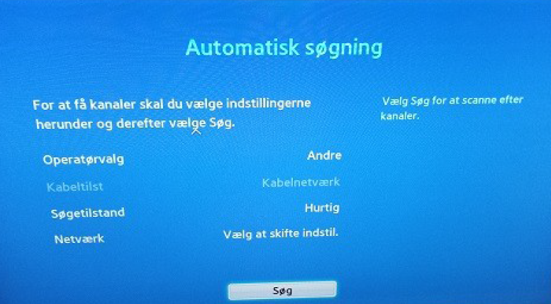 Gå ned på Søg i bunden og tryk "OK"