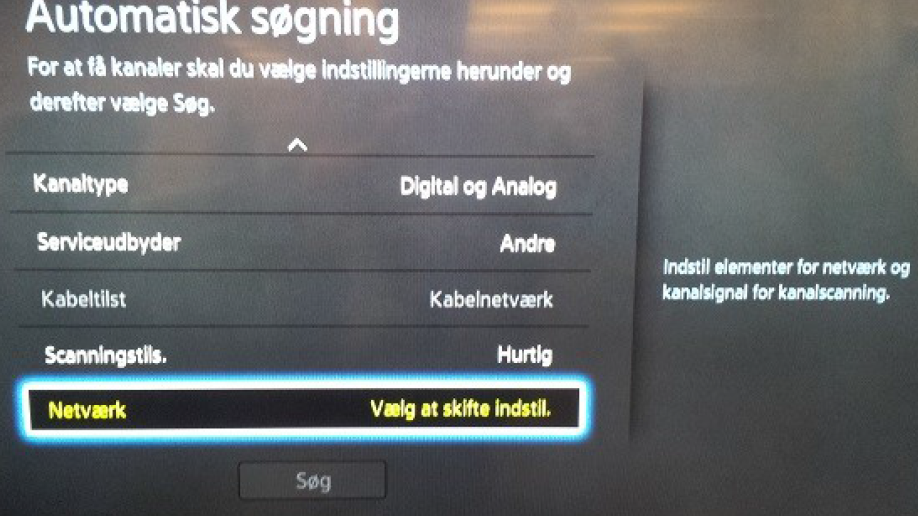 Tryk på Netværk >Vælg at skifte Indstil