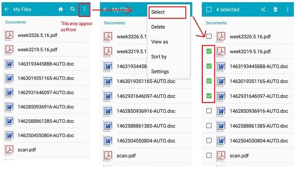 Vælg de dokumenter eller data, du ønsker at uploade til Dropbox ved at klikke i feltet ud for dokumentet