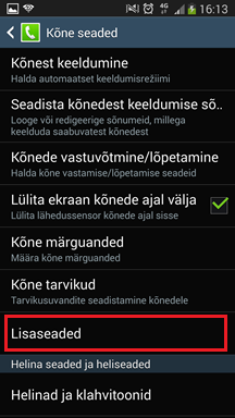 Valige Lisaseaded.