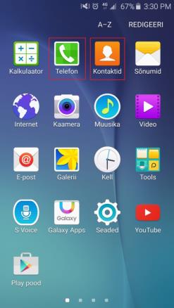 Avakuval vali Telefon või Kontaktid: