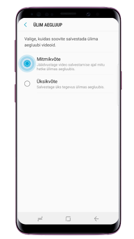 Valige “Mitmikvõte” või “Üksikvõte” ja seejärel tehke topeltpuudutus nupul “Tagasi”, et naasta kaamera eelvaate ekraanikuvale