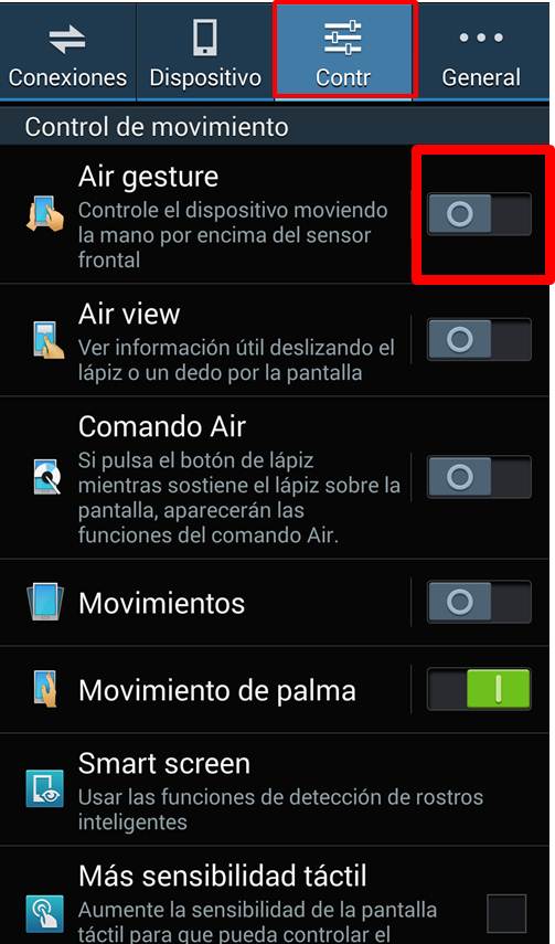 Galaxy Note3: ¿Cómo activar Air Gesture?