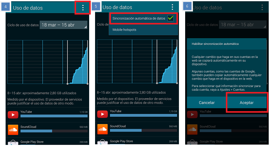 Galaxy S5: ¿Cómo activo la sincronizacion automática o maestra?