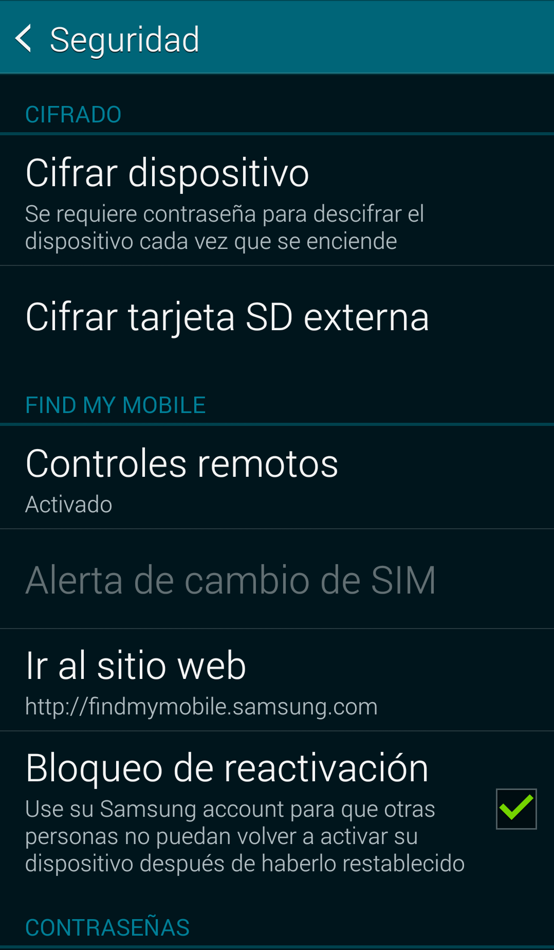 Galaxy S5: Bloqueo de reactivación: proteger nuestro teléfono tras un restablecimiento