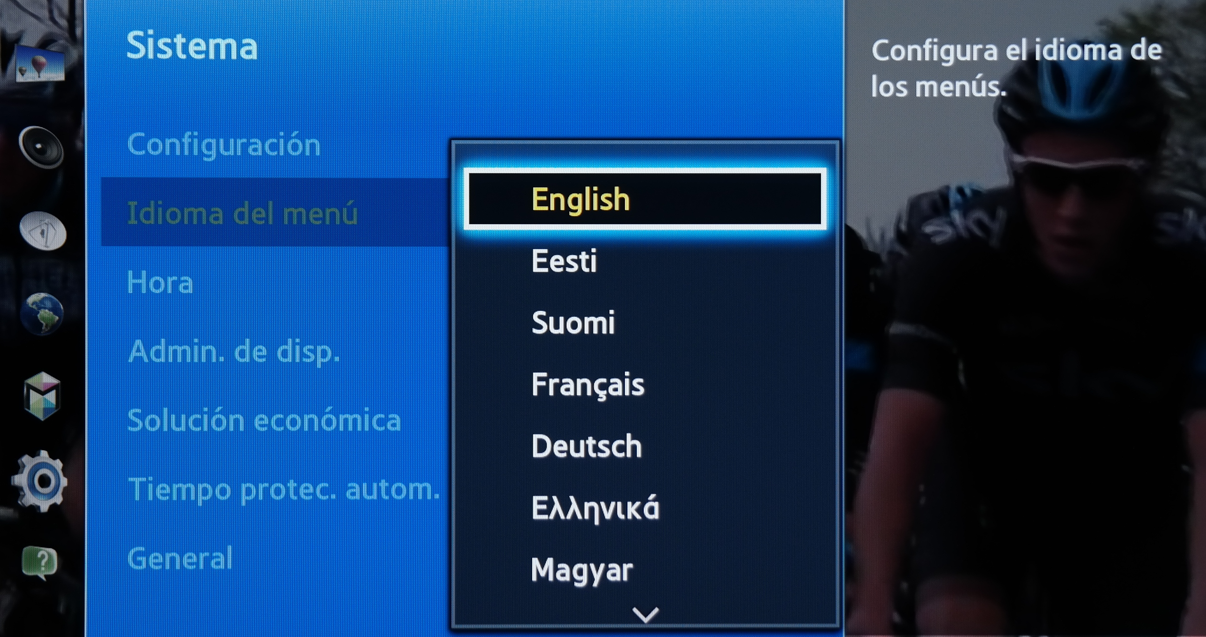 (TV-F8000) ¿Cómo se cambia el idioma del menú?