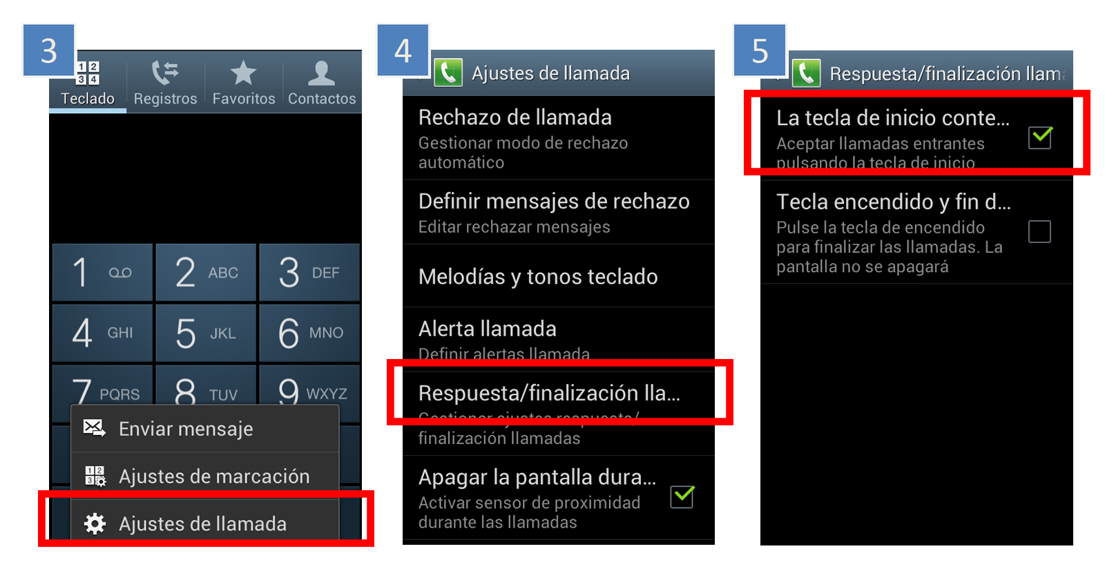 Galaxy Core: ¿Cómo puedo aceptar una llamada pulsando la tecla inicio?