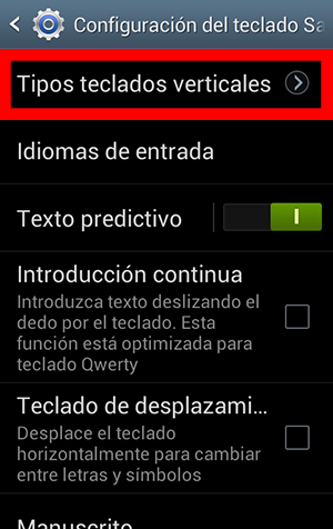 Galaxy Core: ¿Cómo cambio el tipo de teclado?