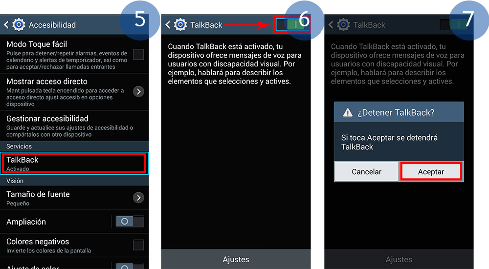 Galaxy Note3: El teléfono me habla cada vez que toco la pantalla. ¿Cómo lo desactivo?