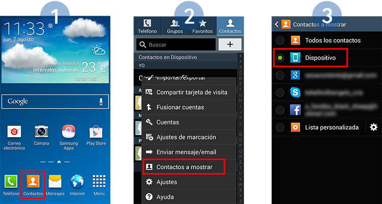 Galaxy Note3: ¿Qué hacer para que solo se muestren los contactos con número de teléfono?
