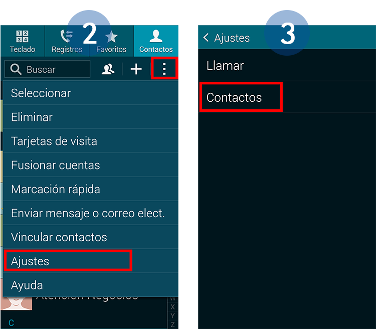Solo se muestran los contactos con número de teléfono. ¿Qué hago para verlos todos?