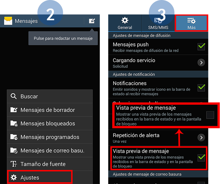 Galaxy Note3: Se muestra una vista previa del mensaje en la pantalla de inicio