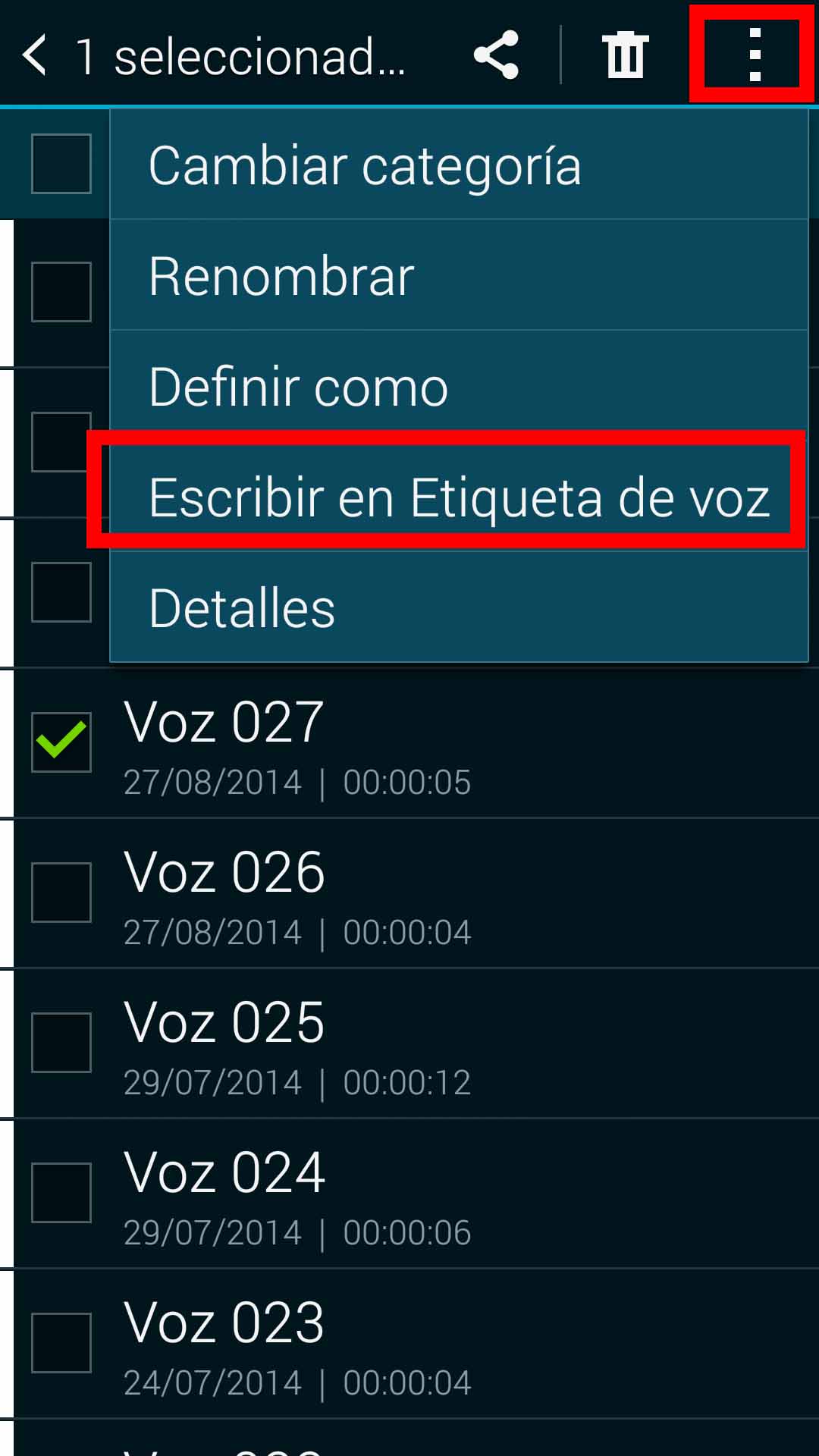 Galaxy S5: ¿Cómo guardo un audio en una etiqueta de voz o tag NFC?