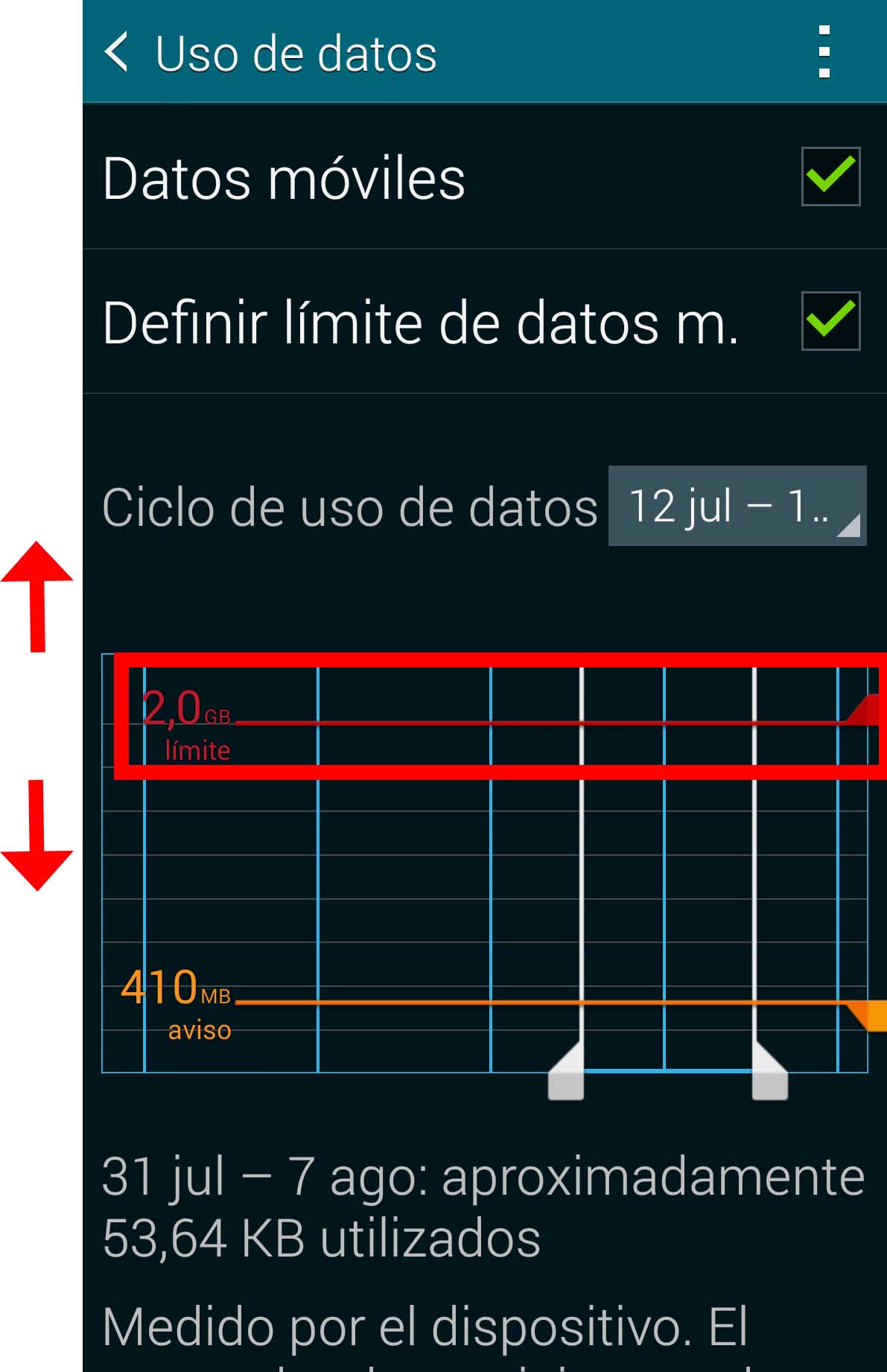 Galaxy S5: ¿Cómo puedo limitar el uso de datos móviles?