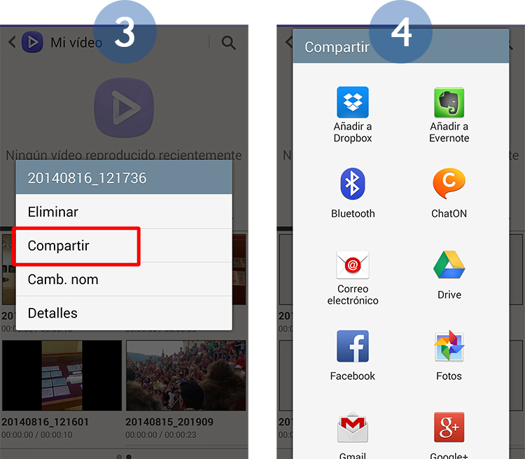 Galaxy Note3: Cómo compartir un vídeo
