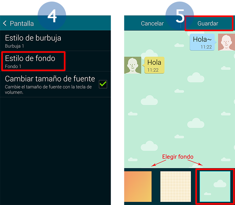 Galaxy S5: Fondo de los mensajes. ¿Cómo lo cambiamos?