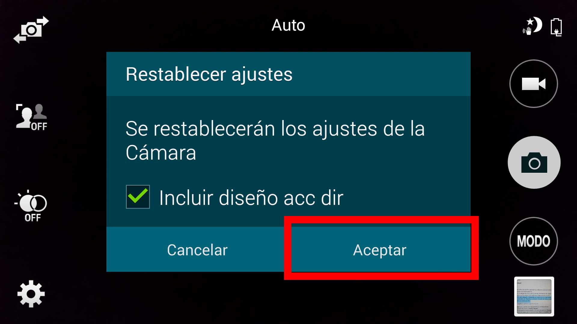 Galaxy S5: ¿Cómo restablecer la configuración de la cámara?