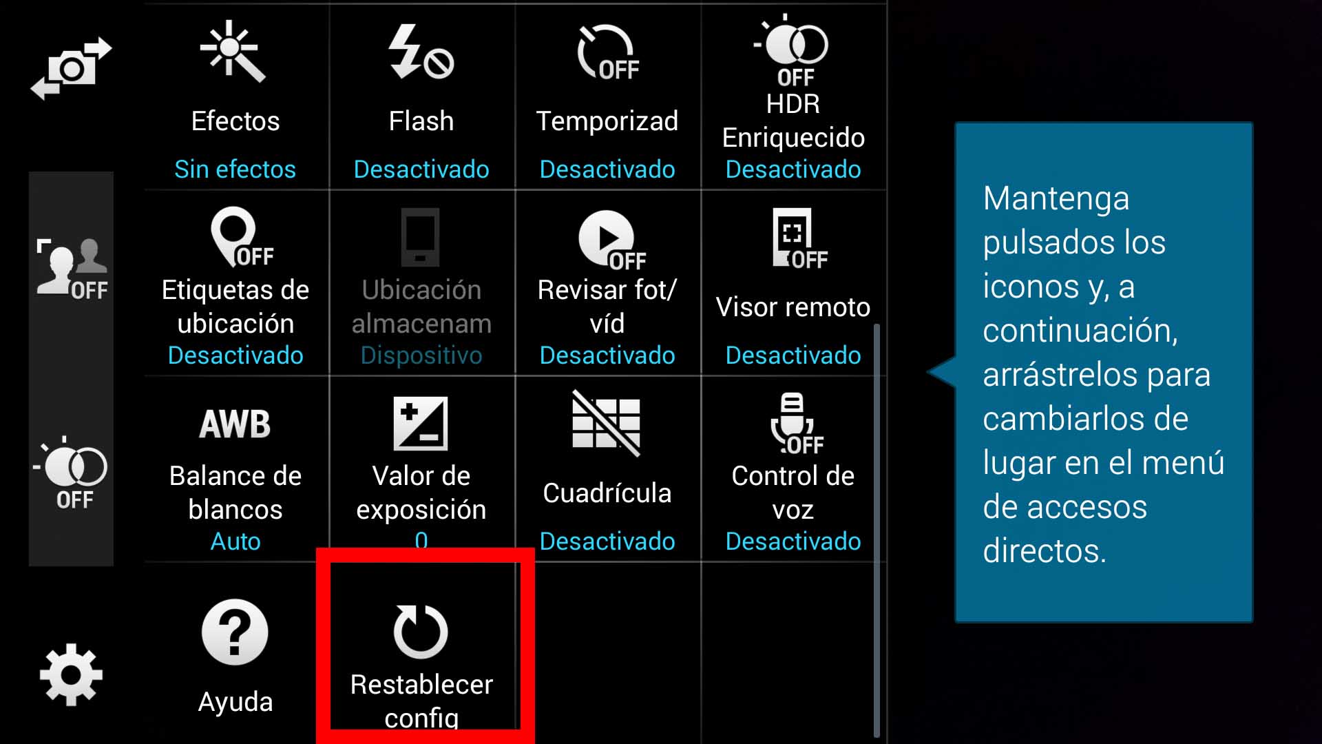 Galaxy S5: ¿Cómo restablecer la configuración de la cámara?