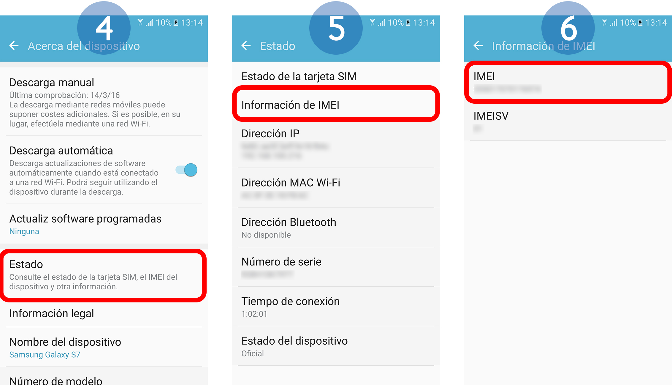 Galaxy S7: Obtener el numero IMEI