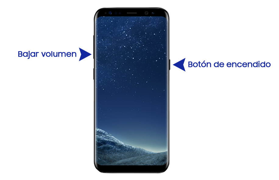 Pulsando a la vez los botones de encendido y bajar volumen
