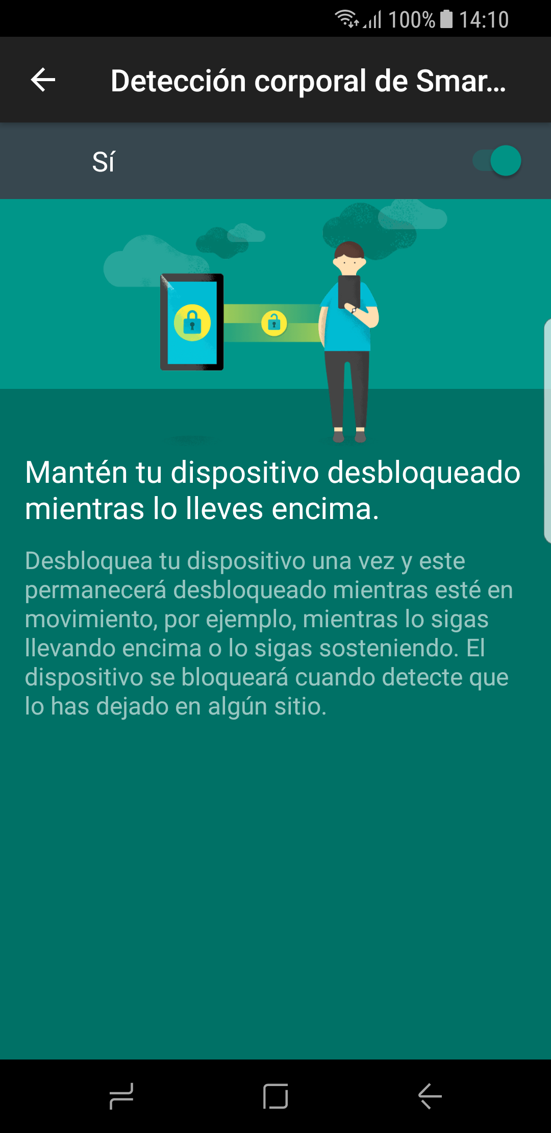 (Galaxy S8) Smart Lock: cómo mantener el dispositivo desbloqueado cuando lo llevamos encima