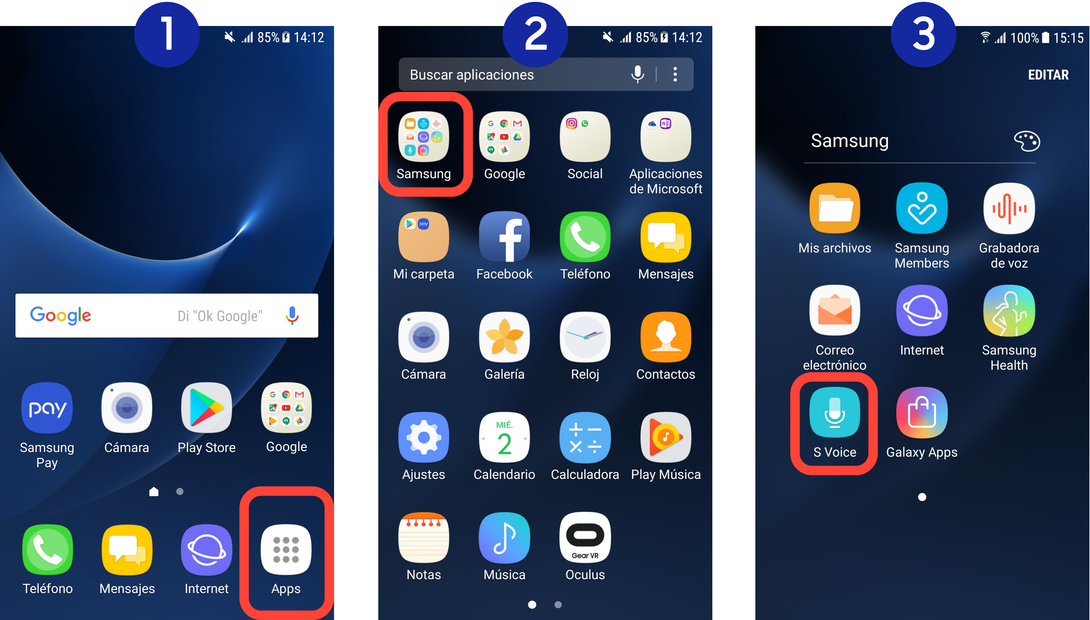 Galaxy S7: (Nougat Android 7.0) S Voice: Desactivar comando despierta