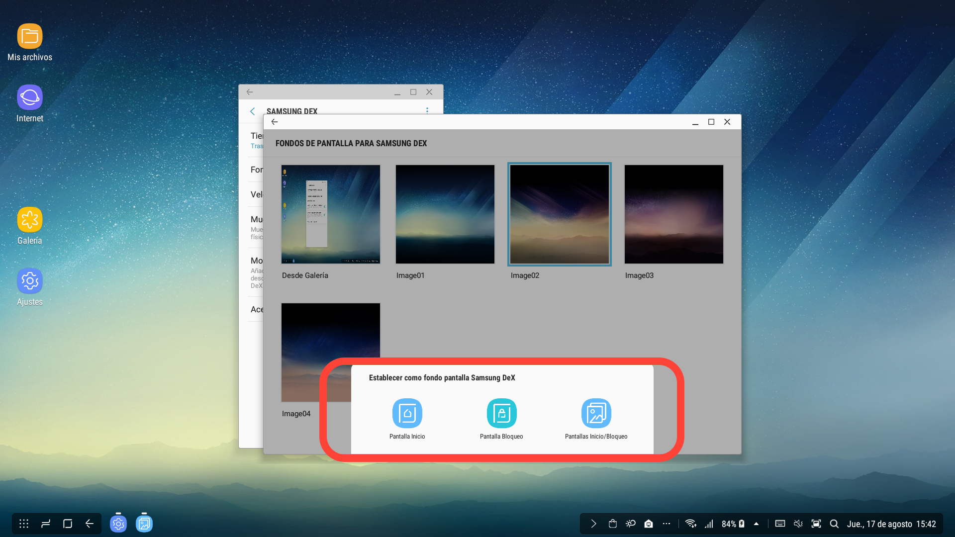 Escogemos dónde establecer el fondo de pantalla