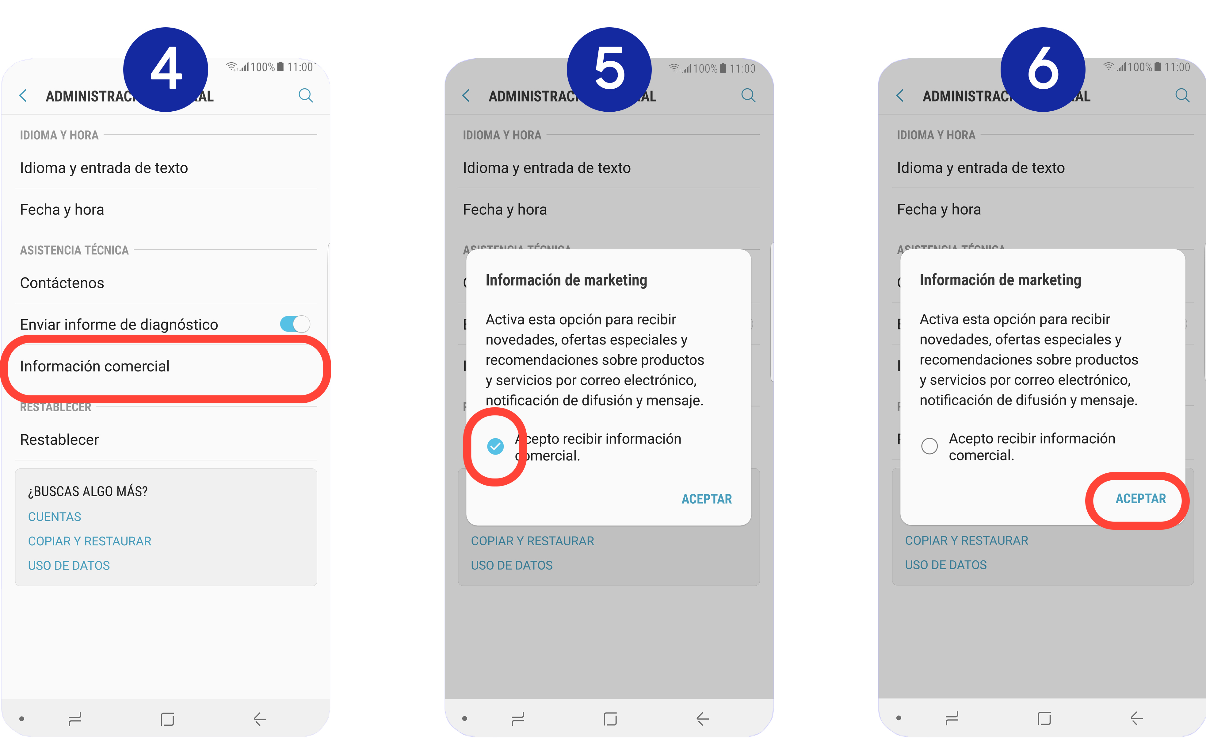 Cómo desactivar los mensajes de información comercial