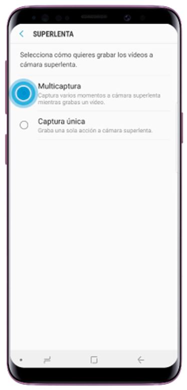 Selecciona “Multicaptura” o “Captura única” y pulsa dos veces el botón de “Atrás” para retroceder a la pantalla de vista previa de la cámara